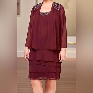 Tiered & Timeless SLNY Chiffon Jacket Dress Size 18